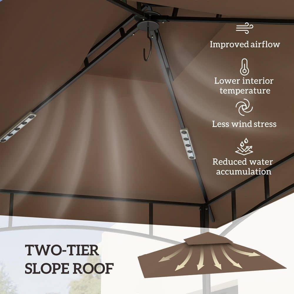 Outsunny Grill Gazebo Canopy Replacement Roof, UPF50+ Protected, 5' x 8' Outdoor BBQ Canopy Replacement Cover, Double Tiered Grill Canopy Replacement Cover, TOP COVER ONLY
