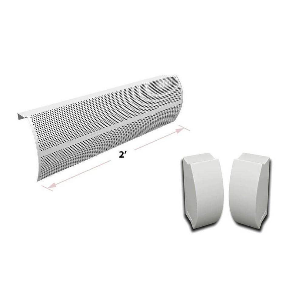 Baseboarders Baseboarders Elliptus Galvanized Steel Easy Slip-on Baseboard Heater Cover Set - White | Heater Cover and Endcaps Included