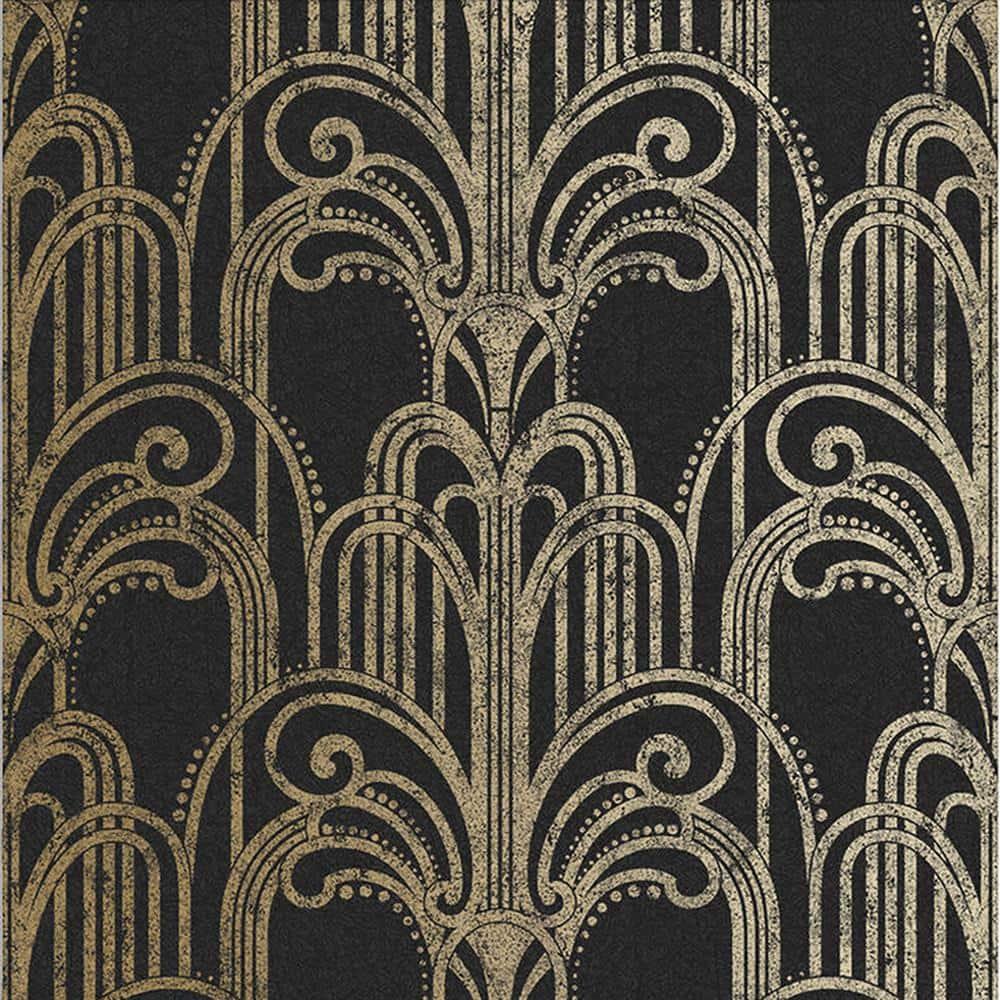 Art Deco Black and Gold Geometric Paste the Wall Wallpaper