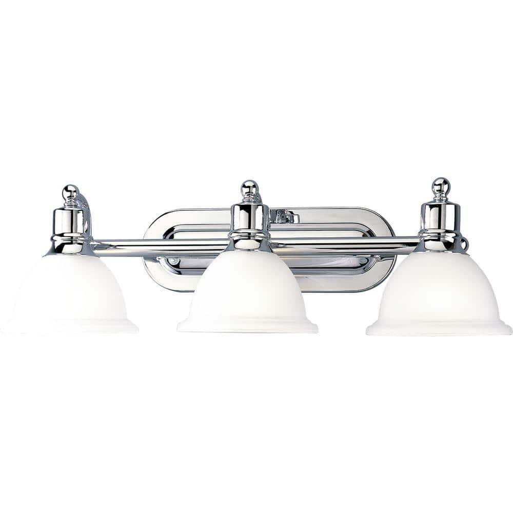 Progress Lighting Madison 3-Light Wall Bracket, Polished Chrome, White Etched Glass