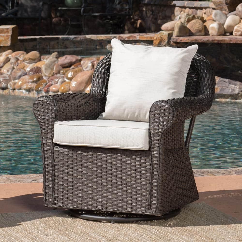 Amaya Set of 2 Wicker Swivel Rocking Chair: Patio Furniture, UV & Weather-Resistant - Christopher Knight Home