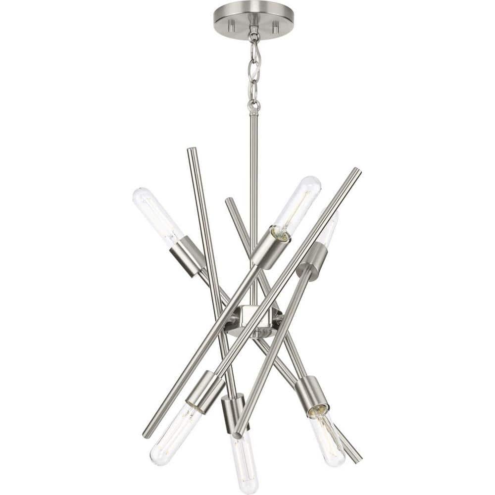 Progress Lighting Astra 6-Light Chandelier, Brushed Nickel, No Shade