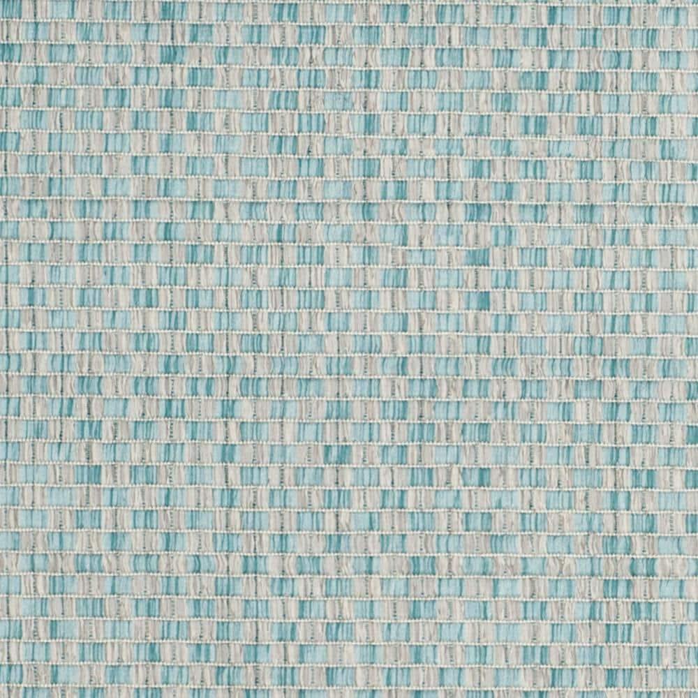 SAFAVIEH Courtyard Blair Checkered Indoor/Outdoor Area Rug, Light Blue/Light Grey, 5'3" x 7'7"
