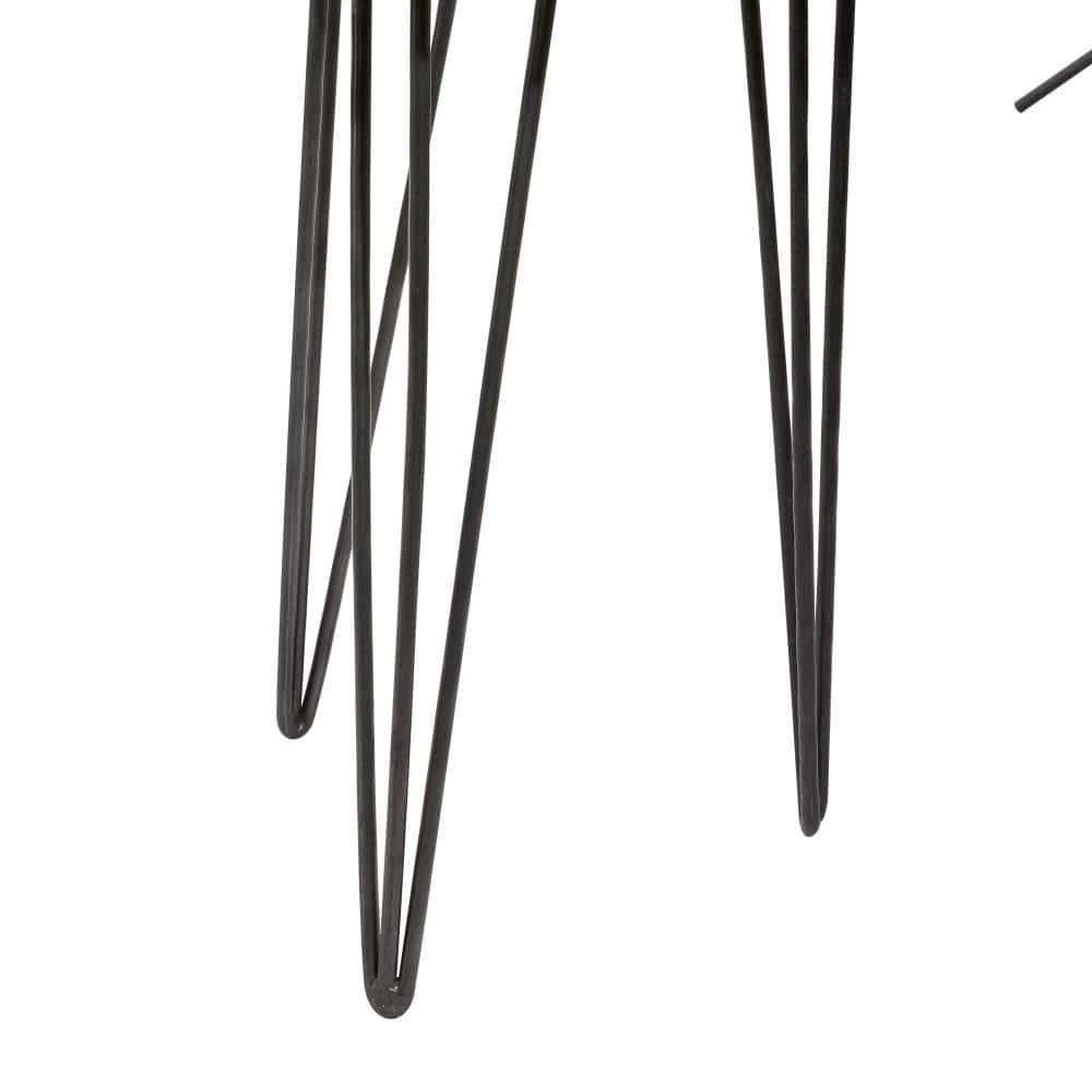 Union Rustic Villalpando Wooden Side End Brown Accent Table with Black Metal Hairpin Legs