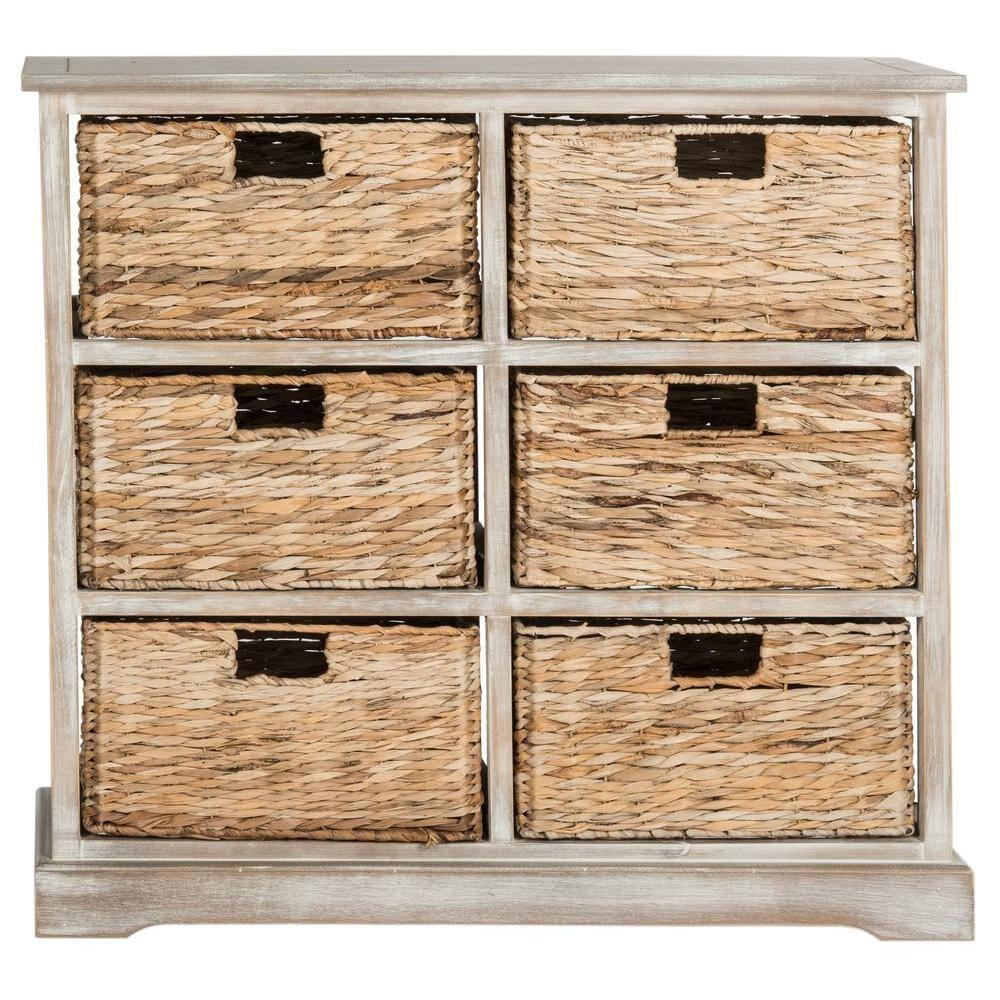 Keenan 6 Basket Storage Chest - AMH5740 - White Wash - Safavieh Couture