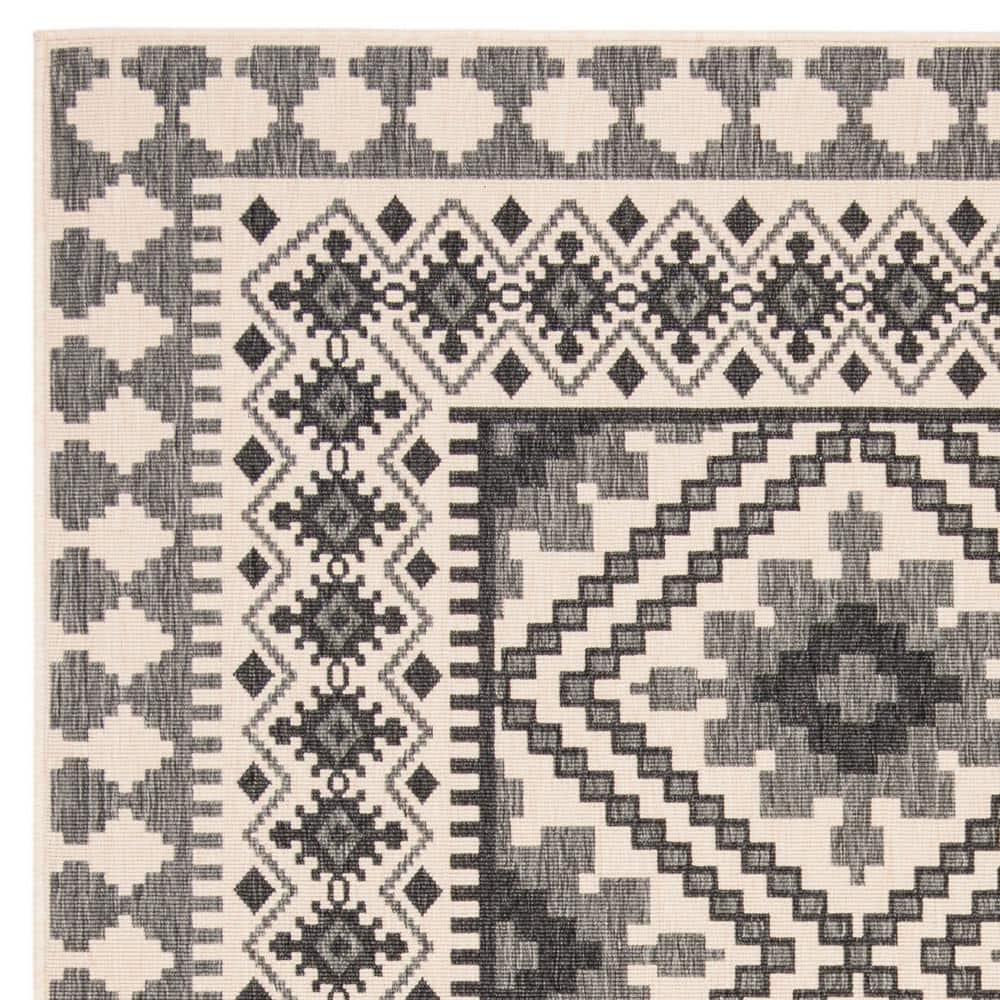 Veranda VER099 Power Loomed Indoor/Outdoor Area Rug - Ivory/Slate - 5'3"x7'7" - Safavieh.