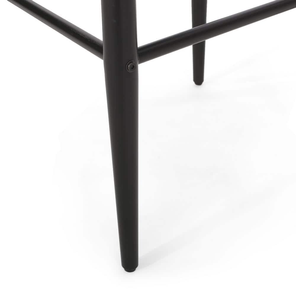 Noble House Boise Indoor Fabric and Metal 30 inch Barstools, Set of 2, Charcoal, Black, and Gold.