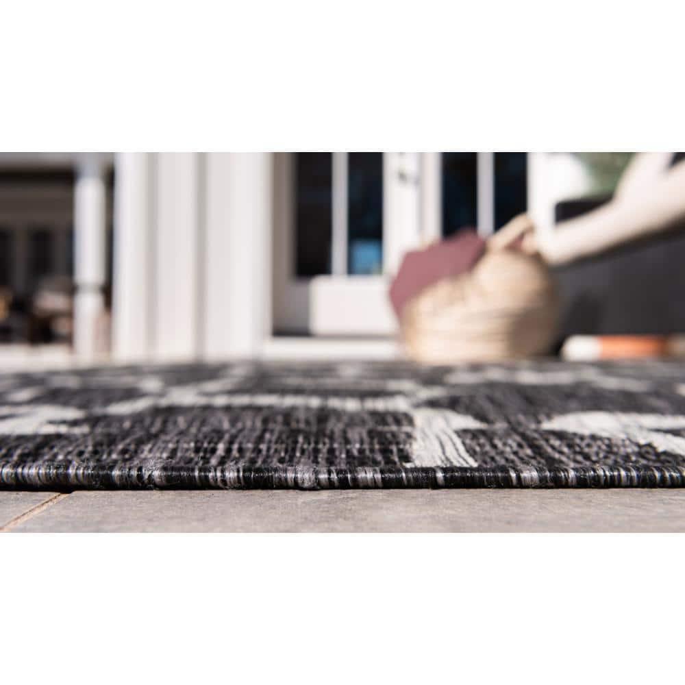 Unique Loom 6' 1 x 9' 0 Rectangle Indoor/Outdoor Safari Charcoal Gray Area Rug