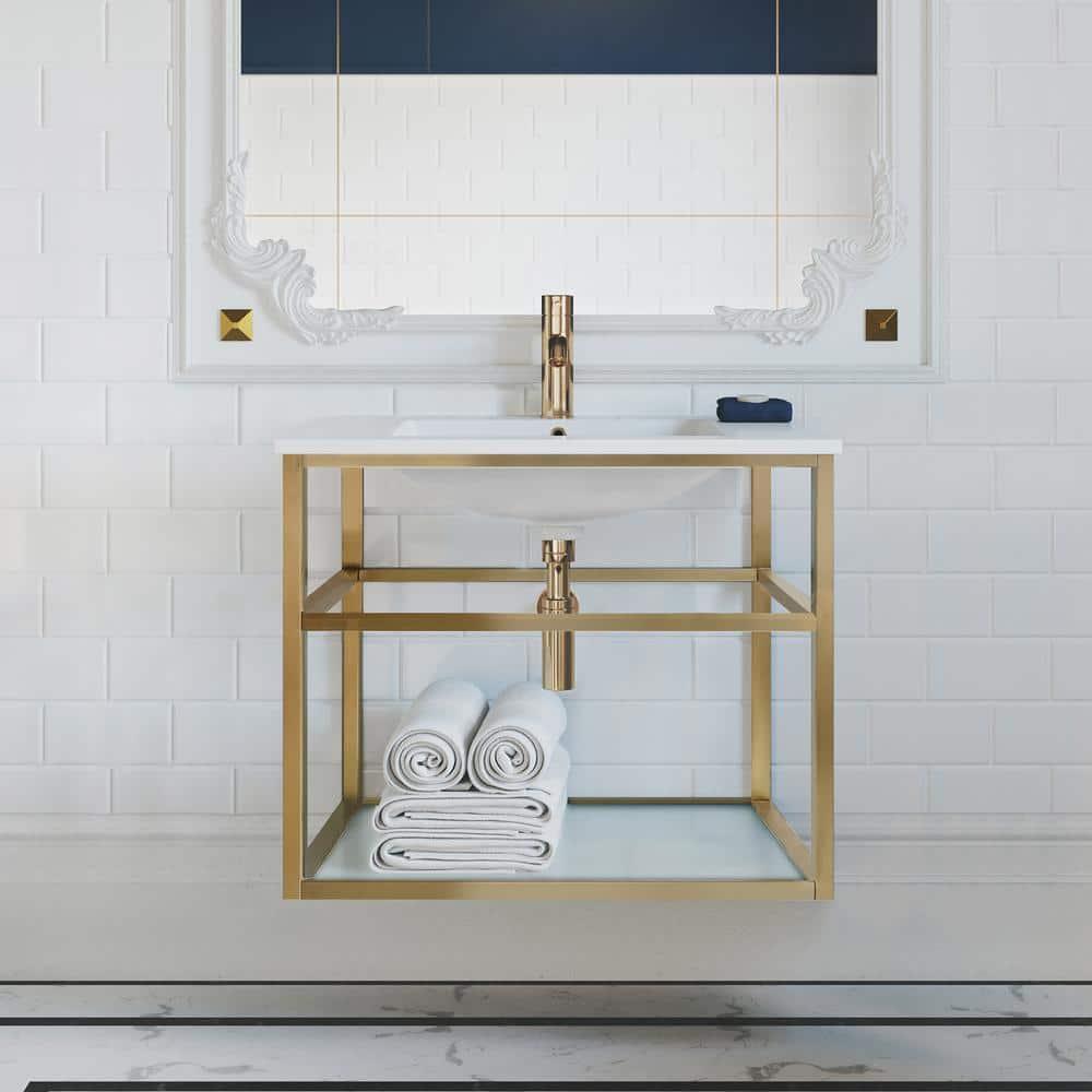 Pierre 30 Single, Open Shelf, Metal Frame Bathroom Vanity