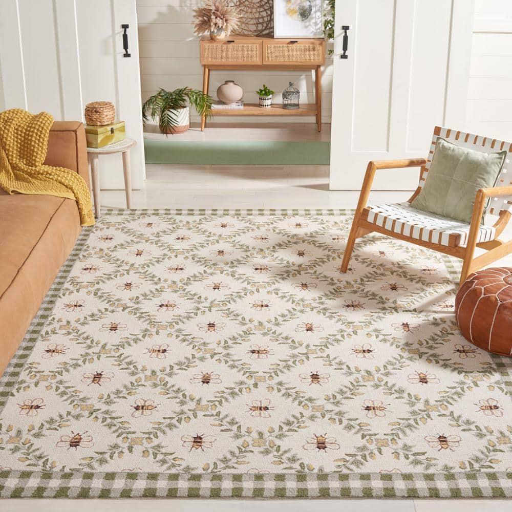 Chelsea HK55 Hand Hooked Area Rug - Ivory/Green - 8'9"x11'9" - Safavieh