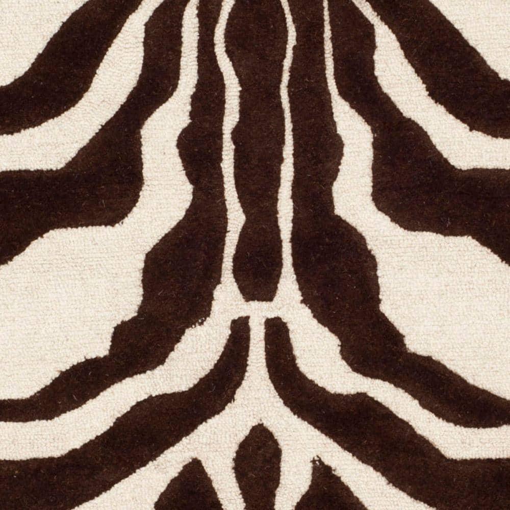 SAFAVIEH Cambridge Leah Animal Stripes Wool Area Rug, Ivory/Brown, 5' x 8'