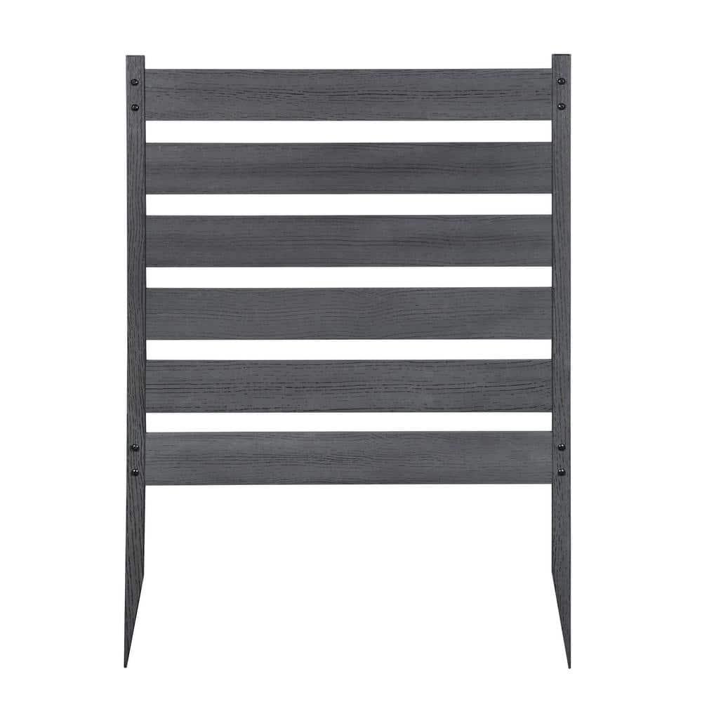 Zippity Outdoor Products 26in H x 24in W (3 Panels) No Dig Zippity Maui Fence Kit, Charcoal Color WoodTek Vinyl Fence Panel, Temporary Outdoor Border for Garden, Easy Install DIY Fence for Backyard, Patio, & Deck, ZP19066