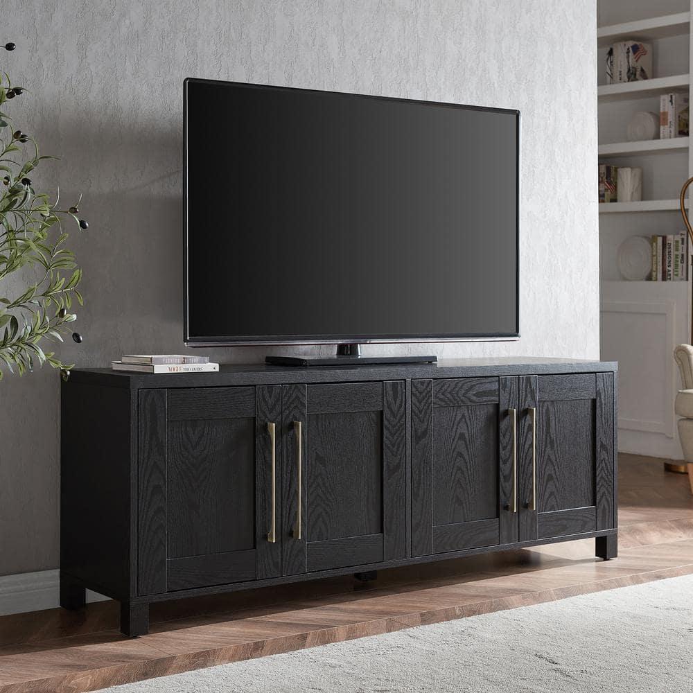 Evelyn&Zoe Chabot Rectangular TV Stand for TV's up to 75", Black Grain