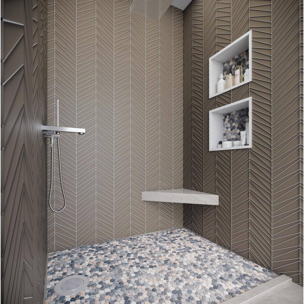 Cruz Bay Studio 11.5" x 11.5" Random Sized Natural Stone Penny Round Mosaic Wall & Floor Tile