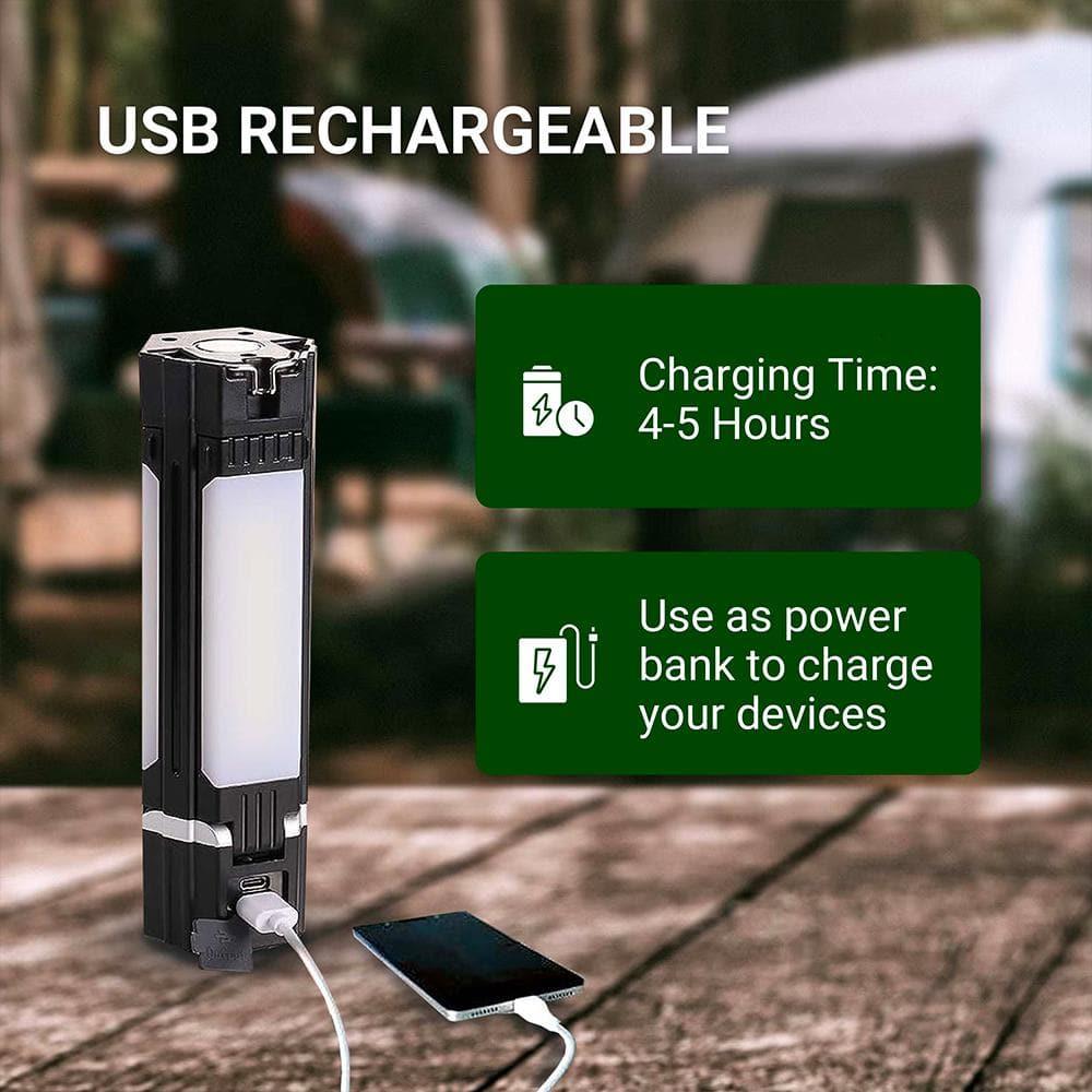 Black and White Collapsible LED Camping Lantern with USB Charger