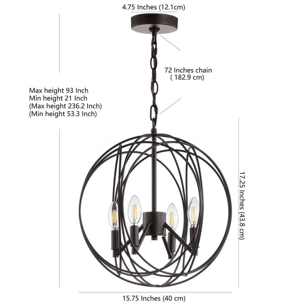 Cason 4 Light 15.75" Pendant - PND4055 - Brass - Safavieh