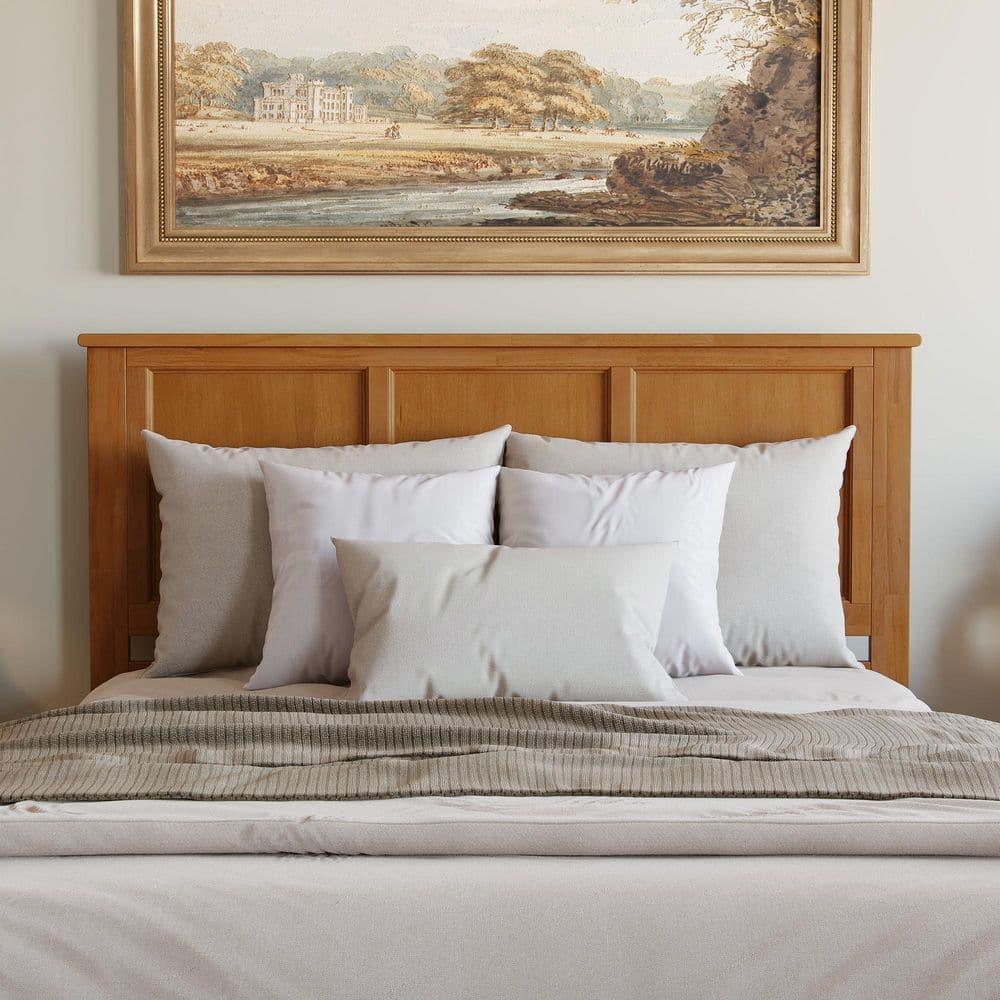 AFI Madison Queen Solid Wood Panel Headboard with Attachable Charger, Light Toffee