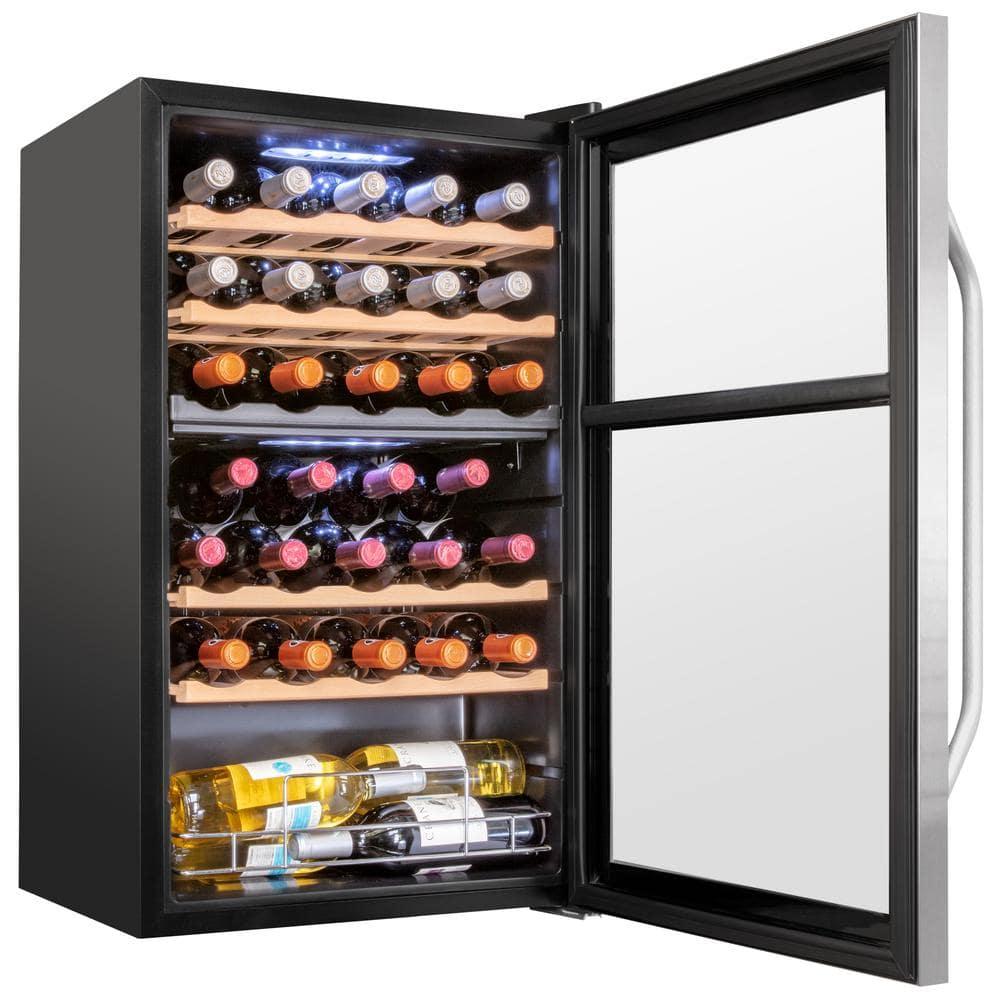 Ivation 33-Bottle Dual Zone Compressor Freestanding Wine Cooler Refrigerator - Stainless Steel