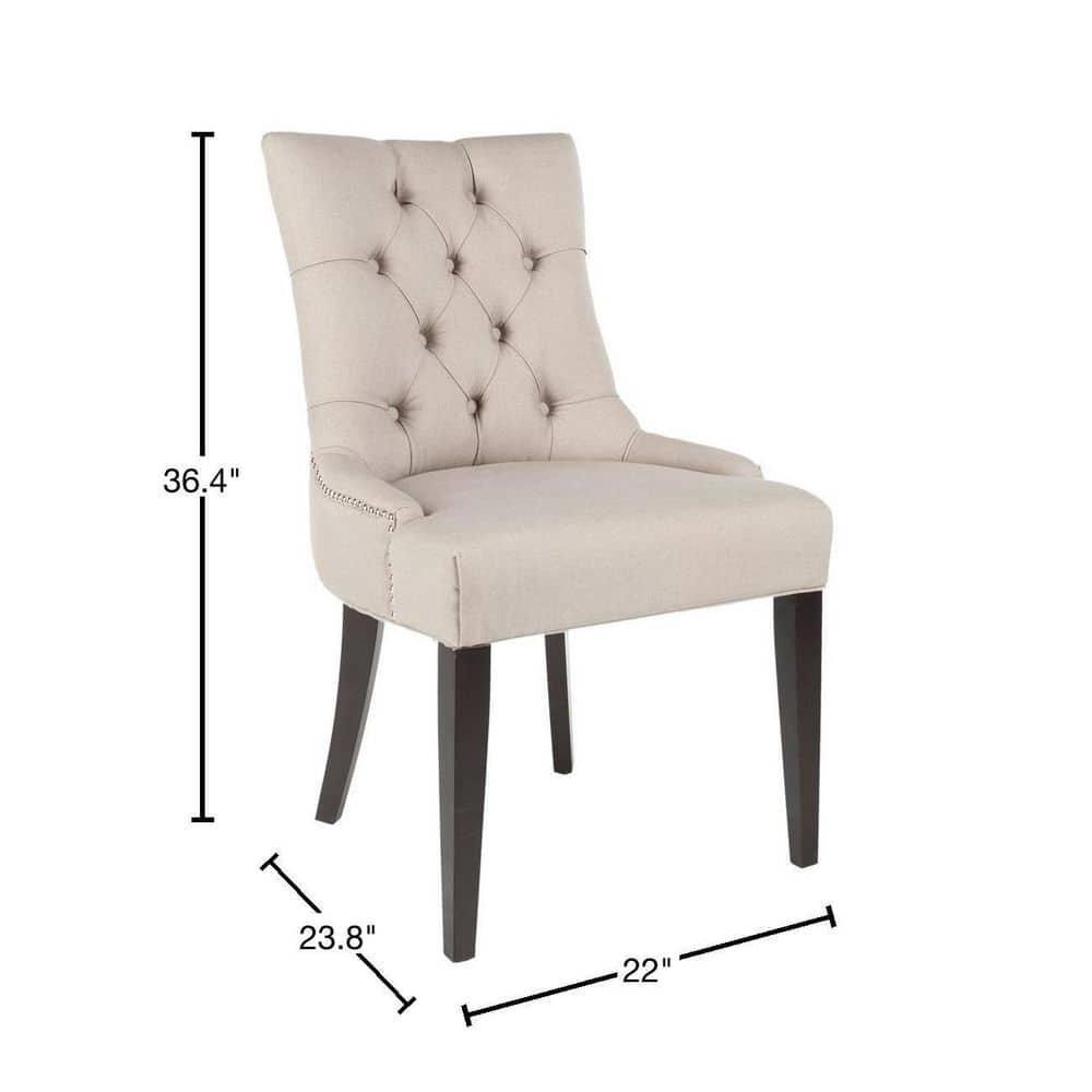 Abby 19''H Tufted Side Chairs (Set Of 2)  Silver Nail Heads - Taupe - Safavieh
