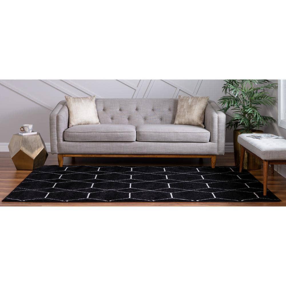 Unique Loom 5' 0 x 8' 0 Trellis Frieze Geometric Black Area Rug