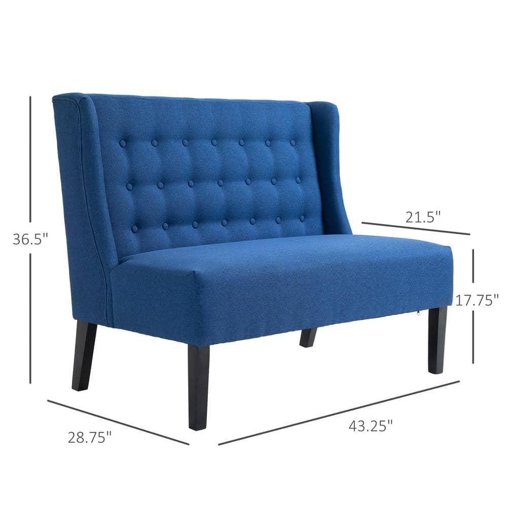 HOMCOM Tapicería de Tela de Lino Sofá Doble Sofá de Dos Plazas Capitoné Sofá sin Brazos Muebles de Salón con Patas de Madera