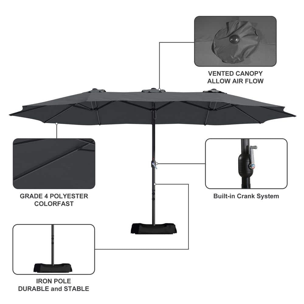 clihome 15 Ft Patio Market Umbrella with Base