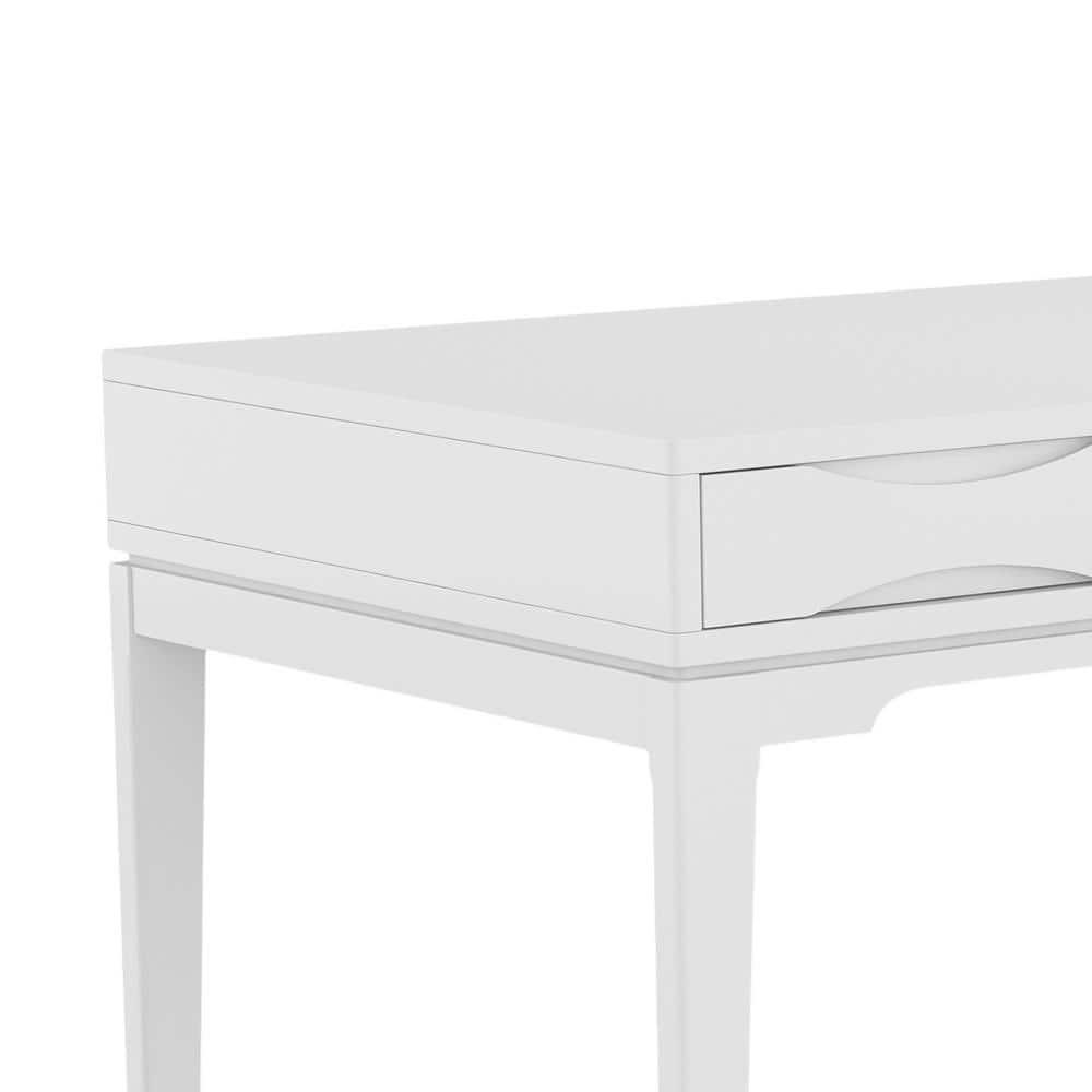 Simpli Home Harper Solid Wood Desk, Contemporary Style with Keyboard Tray and Storage