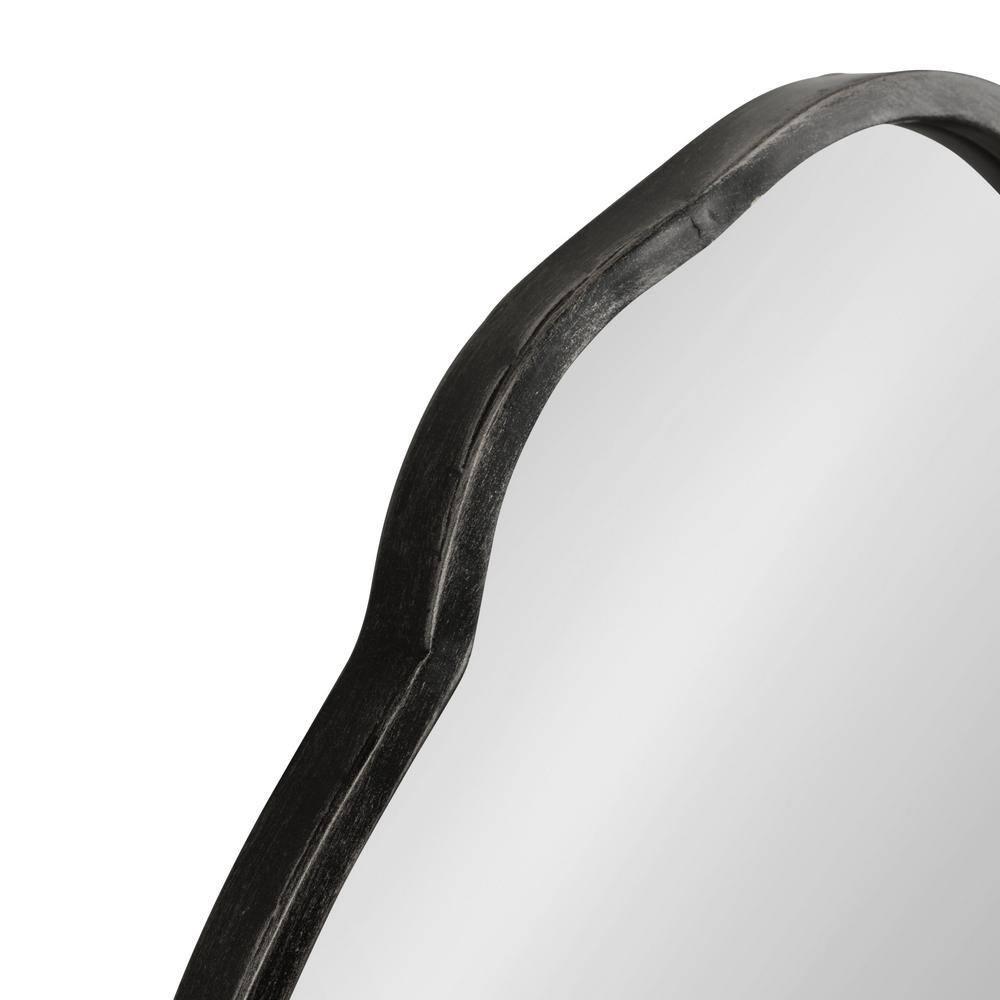 Kate & Laurel All Things Decor 18" x 30" Magritte Scalloped Oval Decorative Wall Mirror Black : Antique Finish, Metal Frame