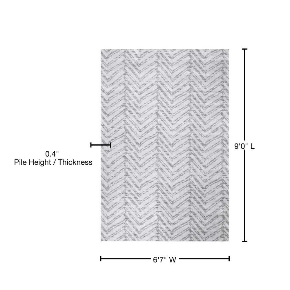 Nuloom Rosanne Geometric 7x9 Indoor Area Rug for Living Room Bedroom Dining Room Kitchen, Grey/Ivory