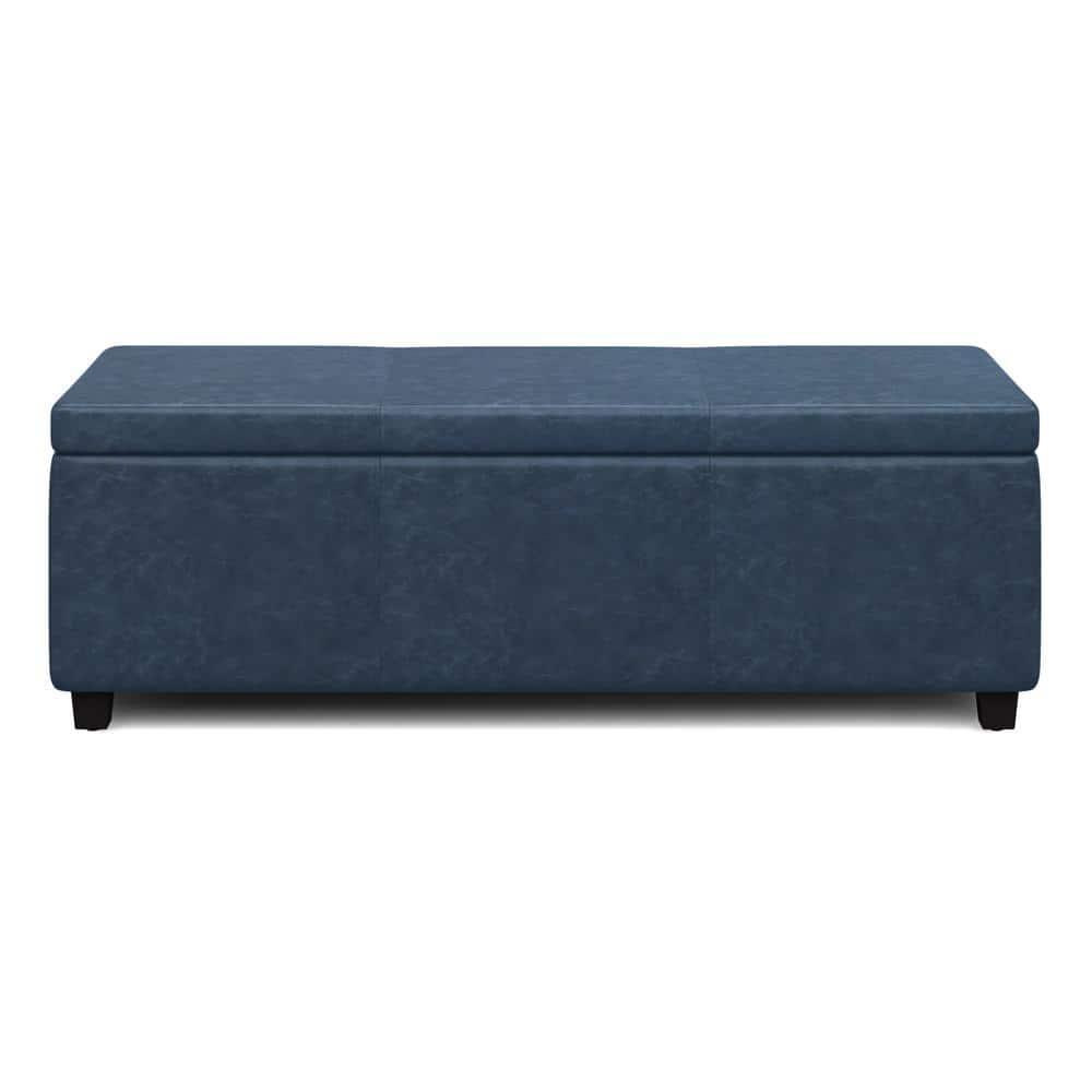 Simpli Home Avalon 48"W Upholstered Storage Ottoman Bench with Large Interior Storage
