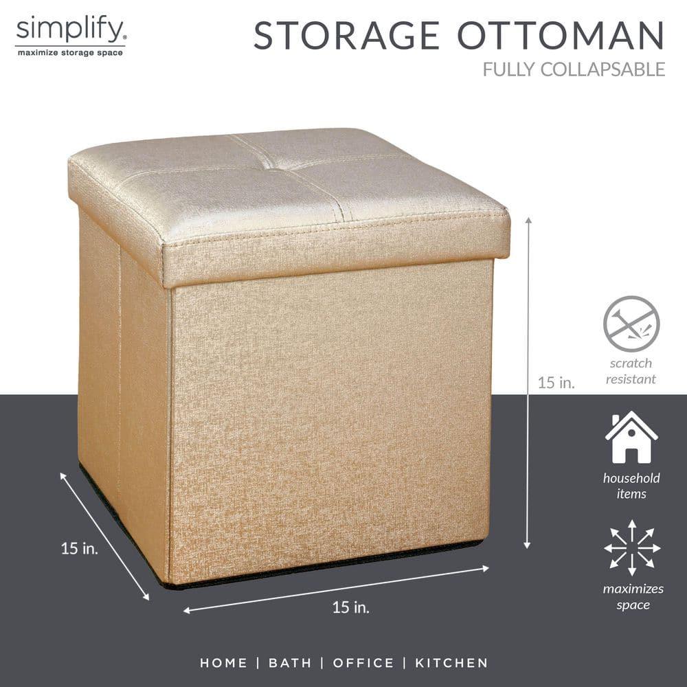 Simplify Luxora Faux Leather Ottoman