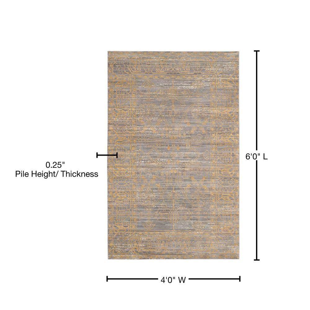 Valencia VAL104 Power Loomed Indoor Area Rug - Grey/Gold - 4'x6' - Safavieh