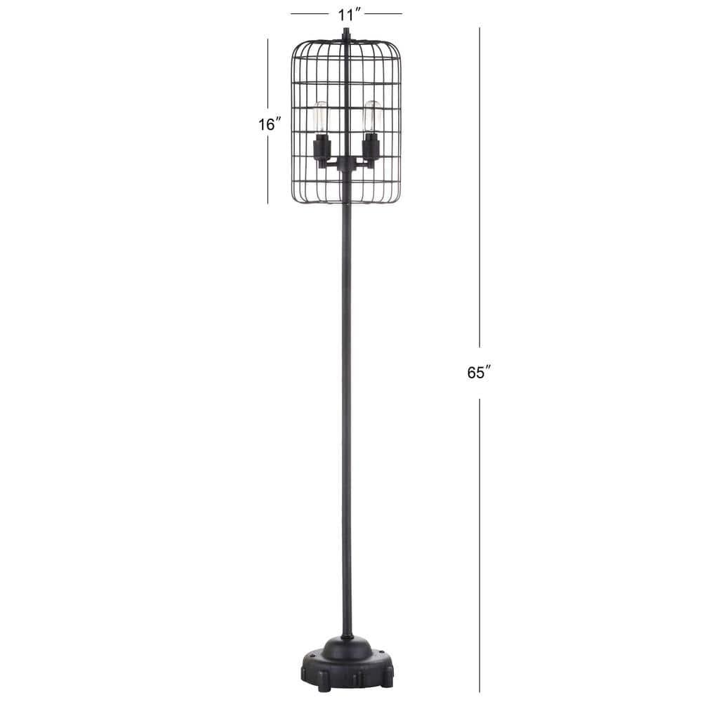 Odette 65" Industrial Metal Floor Lamp, Black/Silver