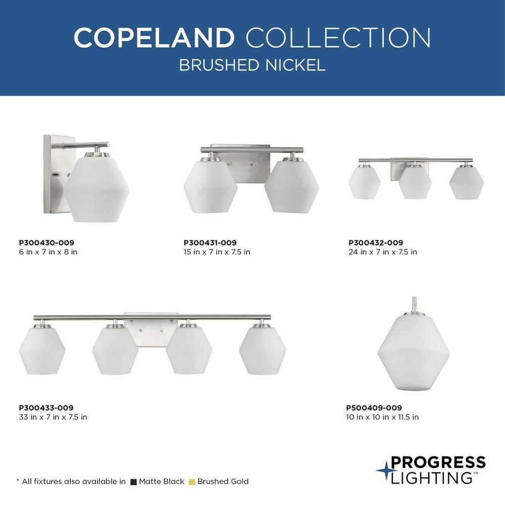 Progress Lighting Copeland 4-Light Brushed Nickel Vanity Light with Opal Glass Shades