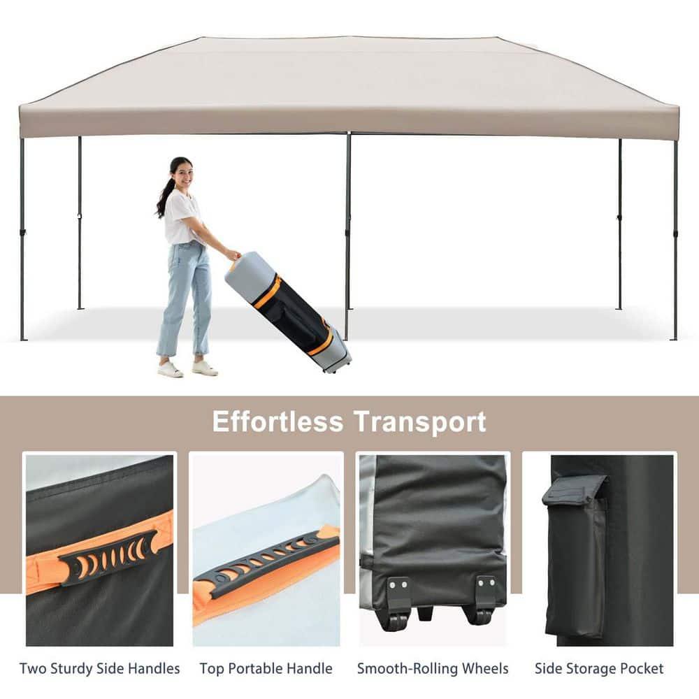 Khaki 10x30 Heavy Duty Outdoor Pop Up Canopy Tent with Sidewalls