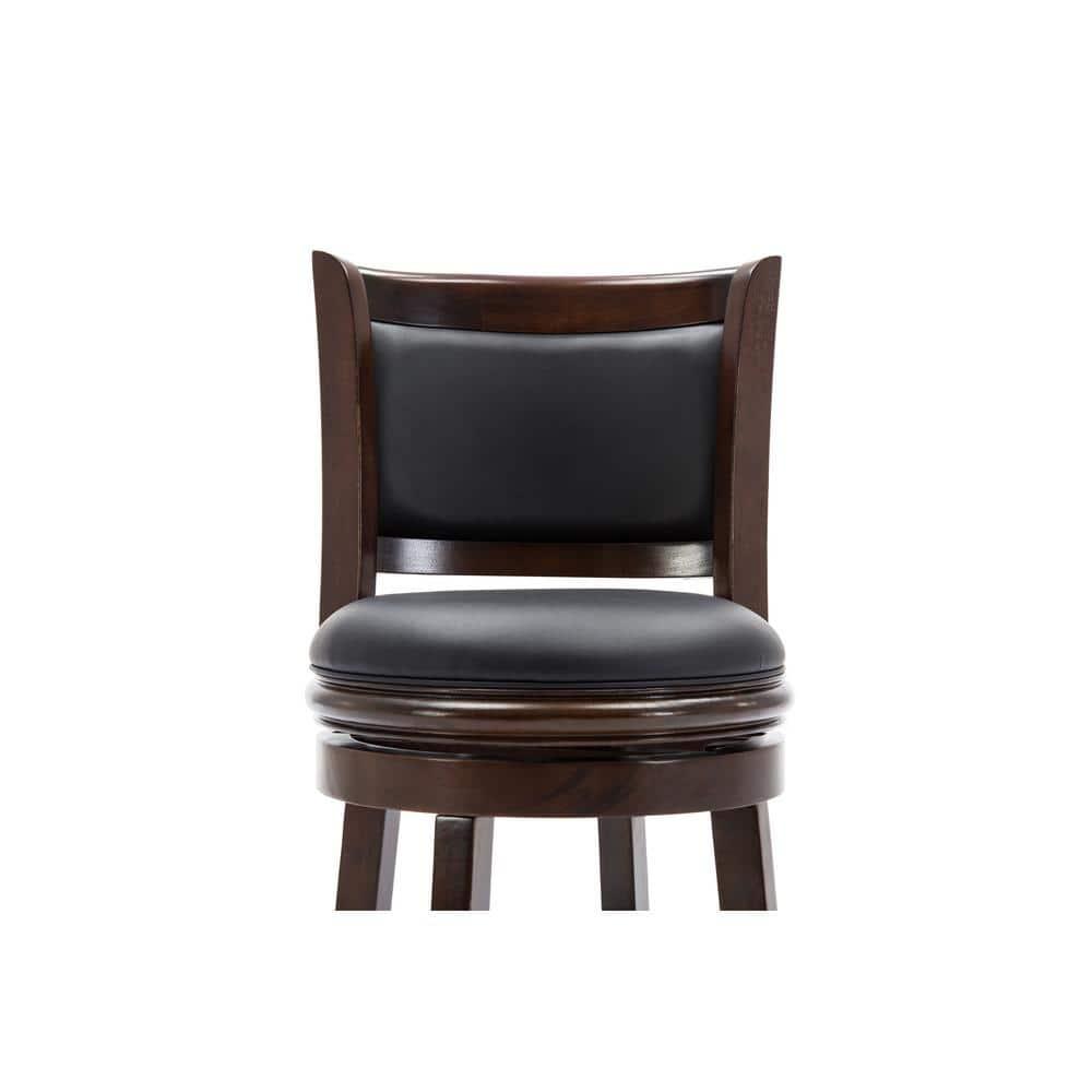 24" Augusta Swivel Counter Height Barstool Hardwood Cappuccino - Boraam: Round Seat, Footrest