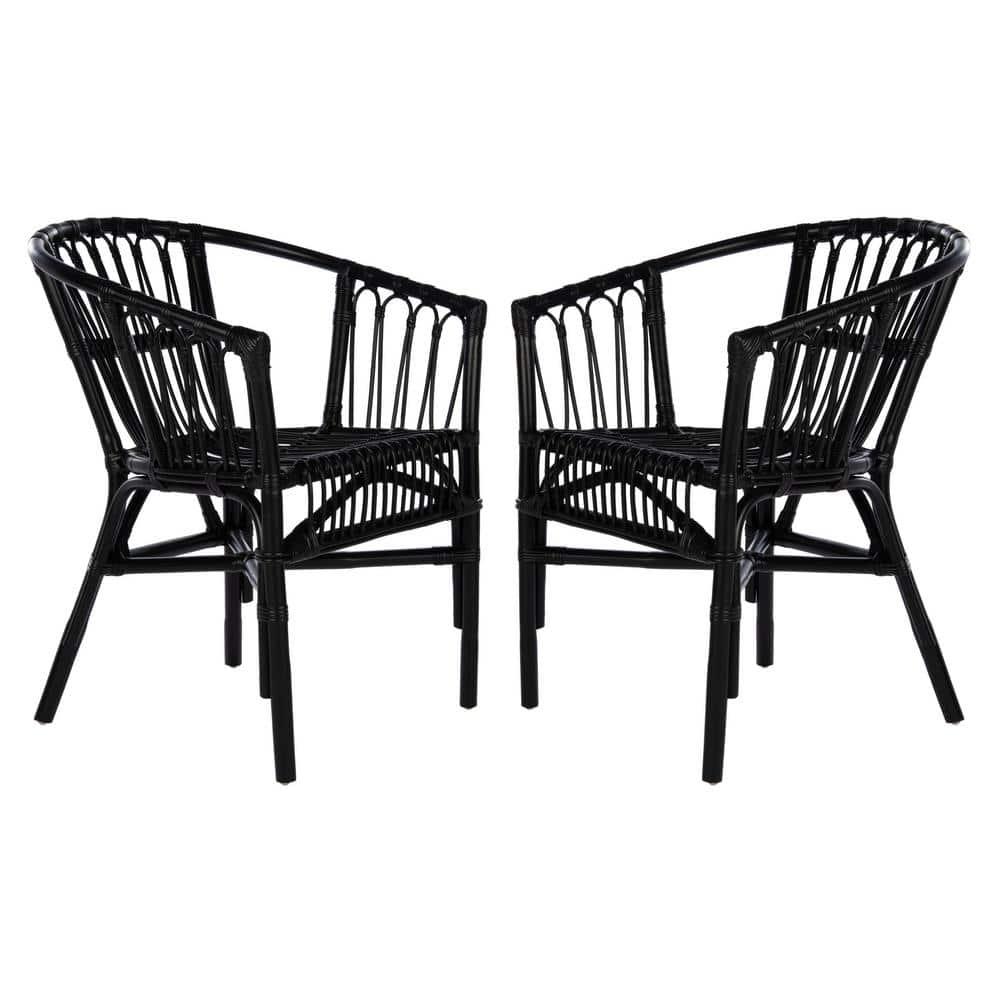 Adriana Rattan Accent Chair - Set of 2 - ACH6505 - Black - Safavieh
