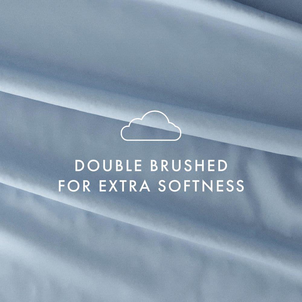 Queen, Light Blue Solid Microfiber 6 Piece Bed Sheet Set, by Noble Linens