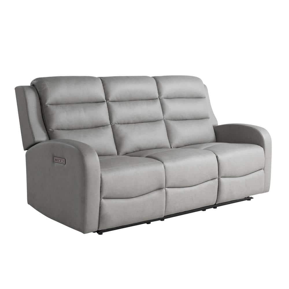 Relax-A-Lounger Alpine Power Recliner Sofa Gray Vegan Leather