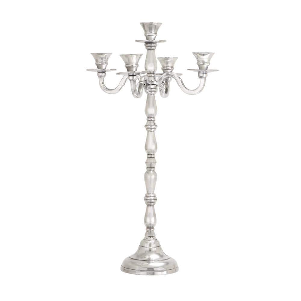DecMode 5 Holder Silver Aluminum Metal Candelabra