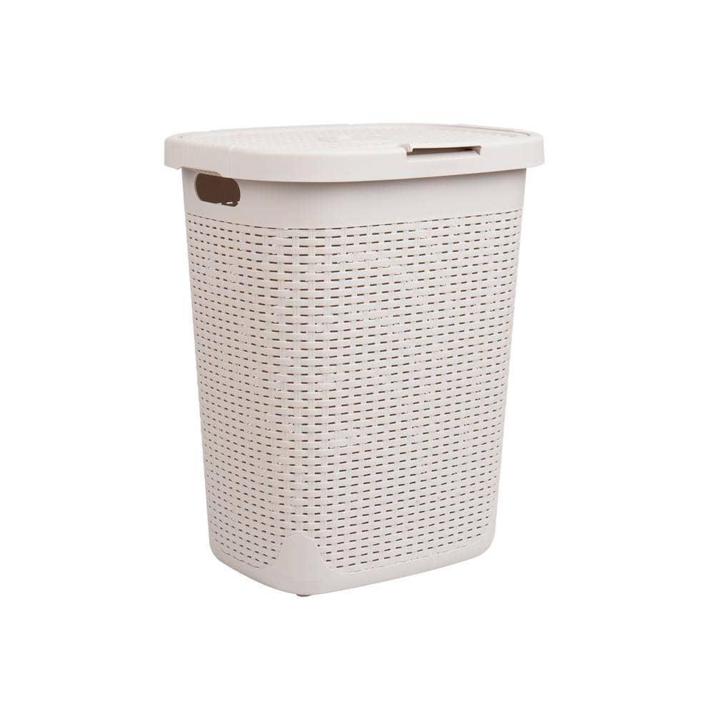 Mind Reader Mind Reader 50L Slim Laundry Hamper, Clothes Basket, Lid, Wicker Design, Plastic