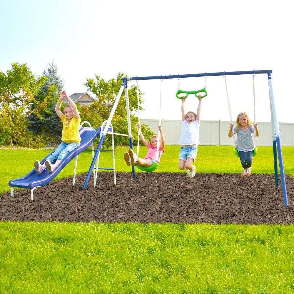 Sportspower Sportspower Sierra Vista Metal Swing Set with Lifetime Warranty on 5' Double Wall Slide