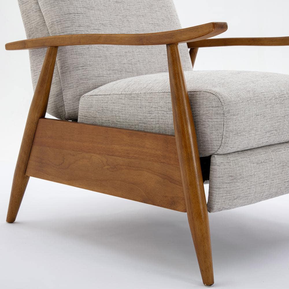 Terni Wood Arm Push Back Recliner in Sea Oat Beige Performance Fabric