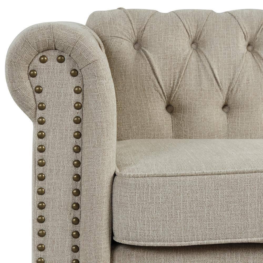 Morden Fort Beige Sofa Set for Living Room Furniture Button Tufted Chair and Loveseat 2 Pieces Fabric