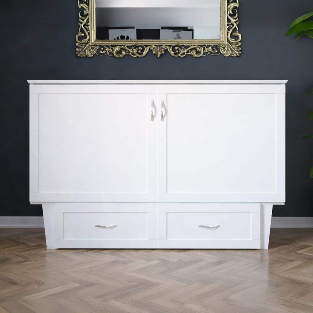 Queen Monroe Murphy Bed Chest with Memory Foam Mattress & USB Charger - AFI