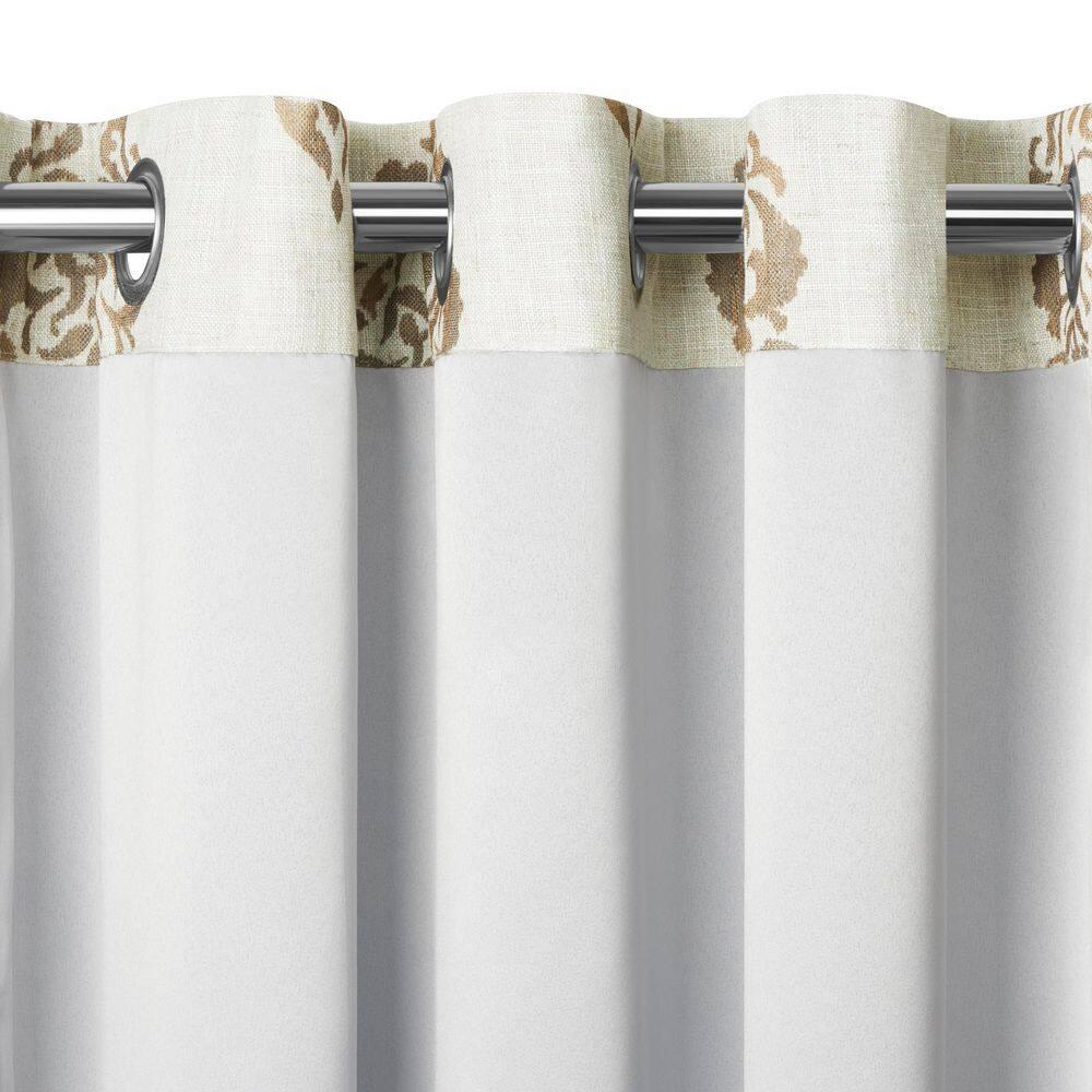 Navara Medallion Room Darkening Single Window Curtain Panel - 52" x 95" - Natural - Elrene Home Fashions