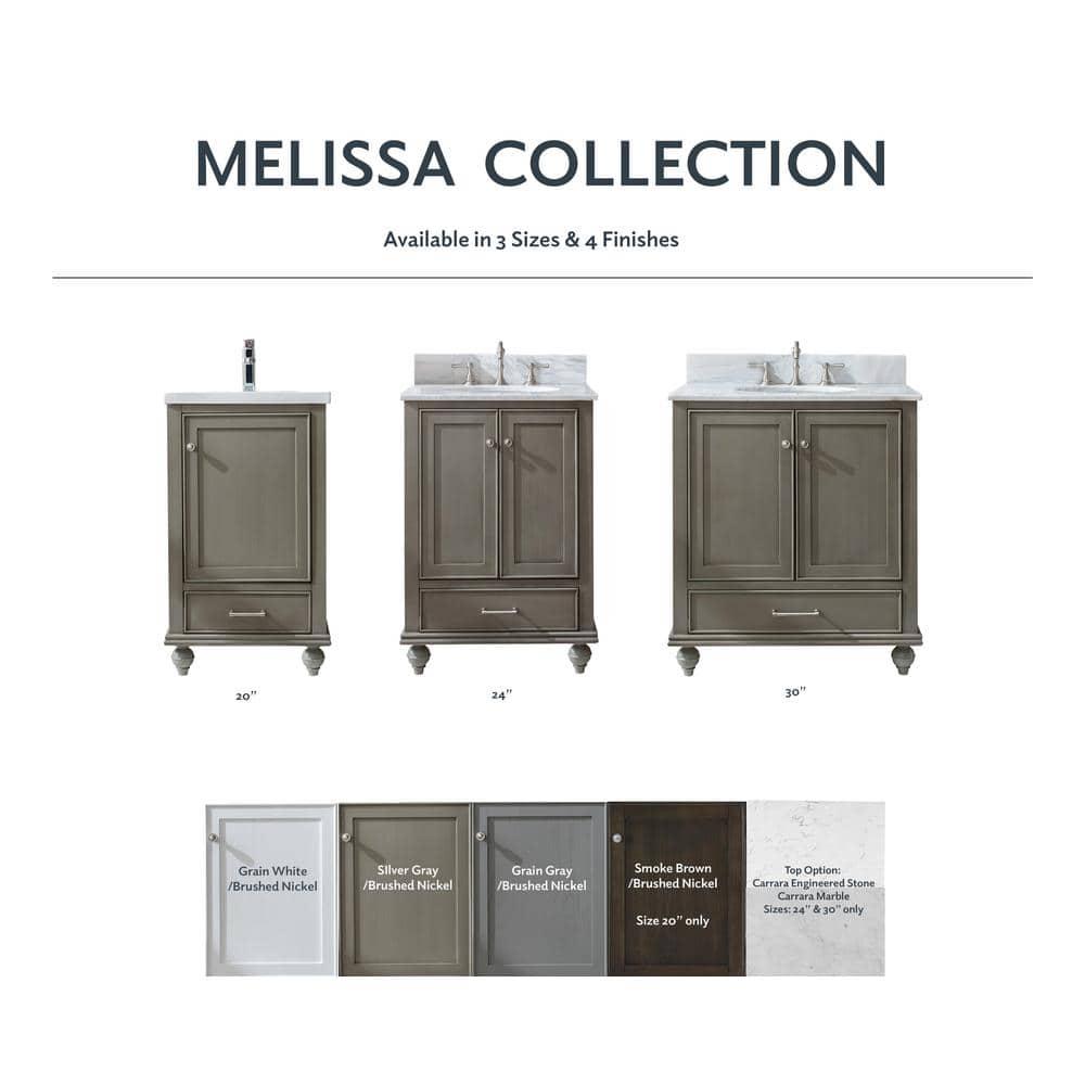 Melissa 24" Single Vanity - Grain White
