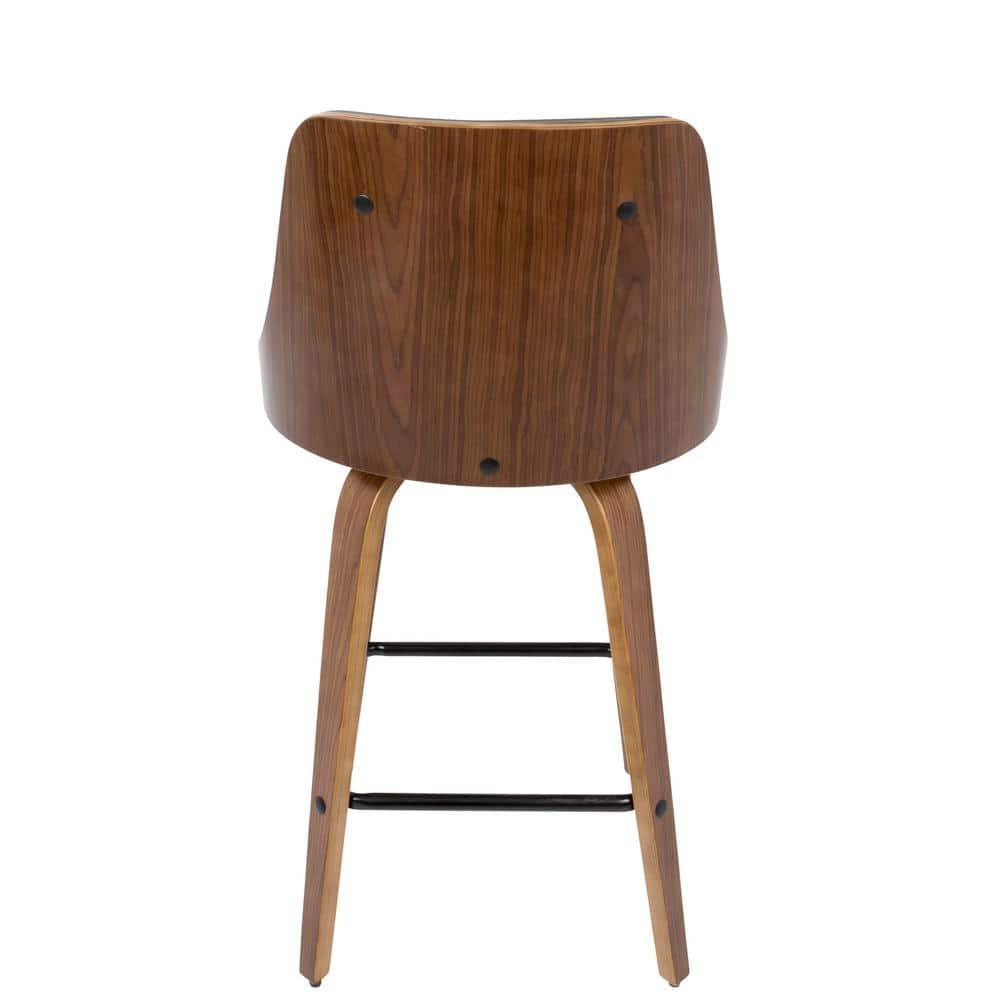 Set of 2 Gianna Upholstered Counter Height Barstools Gray/Walnut - Lumisource