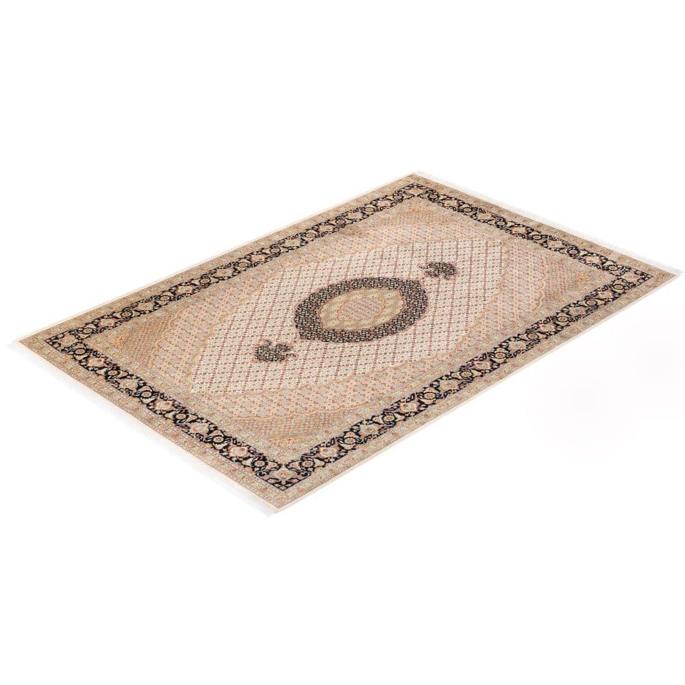 Hand-Knotted Ivory Wool Oriental 8' x 10' Area Rug
