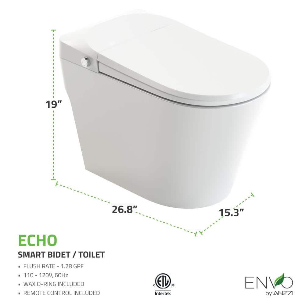 Swcorp TL-STFF950WH Envo Echo Elongated Smart Toilet Bidet in White with Auto Open, Auto Close, Auto Flush & Heated Seat